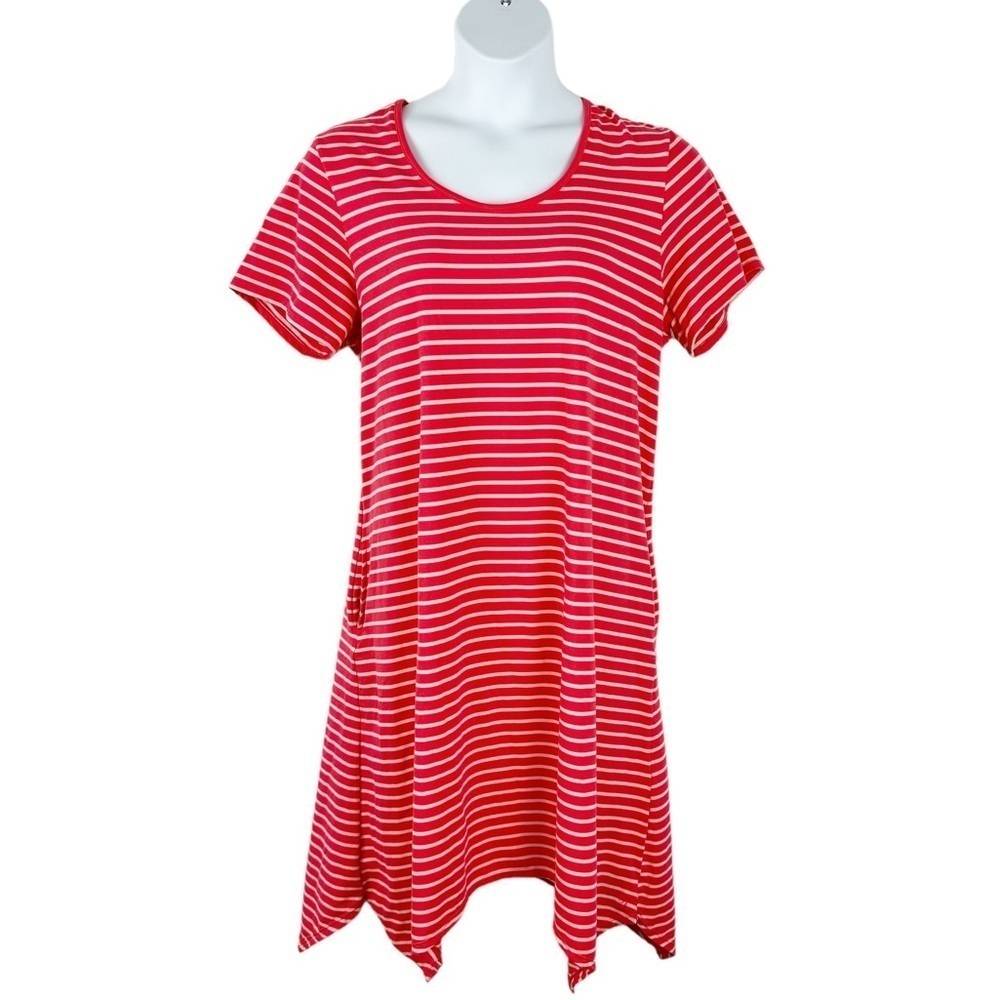 Cuddl Duds Flexwear Soft Stripe Handkerchief Hem Dress Size 2X Petite